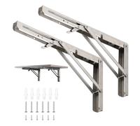 Folding Shelf Brackets-12" Heavy Duty Stainless Steel Collapsible Shelf,Space Saving Countertop Support Floating Metal Bracket for DIY Wall Mounting,Max Load: 300 lb (12 in, 2PC)HOME MASTER HARDWARE