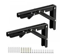 Folding Shelf Brackets 14Inch, 2pcs Heavy Duty Shelves Bracket Wall Foldable Shelf Bracket, Triangle Shelving Brackets with Screws for Work Bench Table, Space-Saving, Load Capacity: 70kg / 154lb