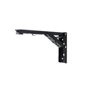 Folding Shelf Brackets 2pcs Foldable Shelf Angle Bracket Storage Rack Triangle Auto Open Steel Support Wall Large Shelves Floating Shelf Brackets(10 inches Black 2pcs)