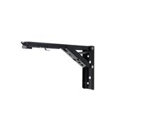 Folding Shelf Brackets 2pcs Foldable Shelf Angle Bracket Storage Rack Triangle Auto Open Steel Support Wall Large Shelves Floating Brackets(12 inches Black 2pcs)