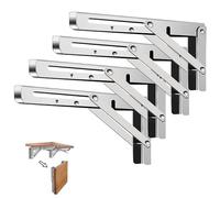 Folding Shelf Brackets 4PCS - Heavy Duty Wall Mounted Table Brackets, Stainless Steel Foldable Shelf Support for Workbench, Desk, Table - 16 Inch