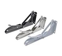 Folding Shelf Brackets Heavy Duty, 2 Pcs Adjustable Folding Triangle Bracket Wall Mounted 8-20 inches Black and White(Black 18inch)