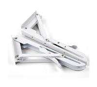 Folding Shelf Brackets Heavy Duty, 2 Pcs White 8-20 inch Metal Triangle Folding Wall Mounted Adjustable Shelf Bracket(12 Inch Length)