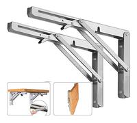 Folding Shelf Brackets, Max Load 300 lb, Heavy Duty Stainless Steel Collapsible Wall Mounted Shelf Brackets for Table, Space Saving DIY Bracket, Pack of 2 (2, 22 Inch)