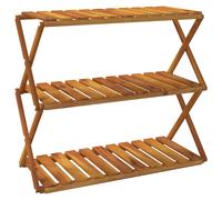 vidaXL Solid Wood Acacia 3-Tier Folding Shelf Brown 70x31x63 cm Shoe Rack
