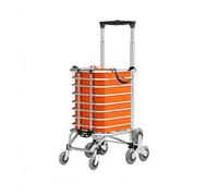 Folding Shopping & 360° Swivel, with Waterproof Liner, Cart Grocery Trolley Laundry Stair Climbing Handcart W/ 6/8 Wheels(Orange)