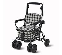 Folding Shopping cart with Seat, Rollator Walkers for Seniors All-Terrain Wheels,Waterproof Oxford Bag,Lightweight 100KG Capacity Grocery Luggage Cart for Market, Travel, Laundry A 53X53X85-59CM