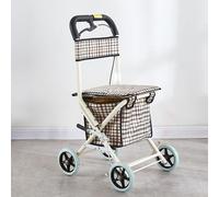 Folding Shopping cart with Seat, Rollator Walkers for Seniors All-Terrain Wheels,Waterproof Oxford Bag,Lightweight 100KG Capacity Grocery Luggage Cart for Market, Travel, Laundry 1 41x53x85cm