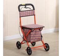 Folding Shopping cart with Seat, Rollator Walkers for Seniors All-Terrain Wheels,Waterproof Oxford Bag,Lightweight 100KG Capacity Grocery Luggage Cart for Market, Travel, Laundry 2 41x53x85cm