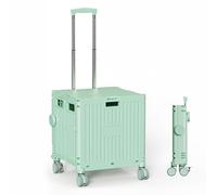 Folding Shopping Cart with Wheels, Large Capacity Trolley for Camping and Picnics, Retractable Handle, Easy to Clean, 50kg Load