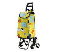 Folding Shopping Trolley on 6 Wheels, Lightweight Shopping Cart, Stair Climbing Grocery Trolley, 50L (B)