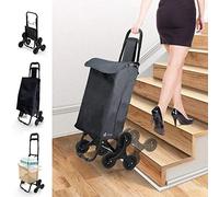 VOUNOT® Folding Shopping Trolley on 6 Wheels, Stair Climbing Shopping Cart, Grocery Trolley, Black, 2440975908964