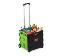 Relaxdays Set of 10 Folding Shopping Trolley Green