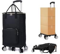 Folding Shopping Trolley with Removable Waterproof Bag, 35L Capacity, Lightweight Metal Design for Easy Mobility, Rolling Grocery Cart with 6 Wheels