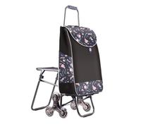 Folding Shopping Trolley with Seat 6 Wheels for Easy Stair Climbing 80KG Capacity Grocery Cart for Seniors and Busy Shoppers Lightweight & Durable Design