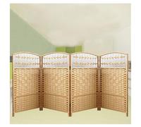 Folding Short Rattan Room Partitions,4-6 Panels Small Room Divider,31.49in High Separating Partition Wall,for Kindergarten Offices Living Room(Beige,31.49 x 15.74in-4 panels)