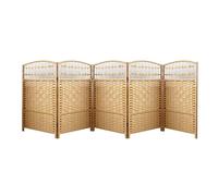 Folding Short Rattan Room Partitions,4-6 Panels Small Room Divider,31.49in High Separating Partition Wall,for Kindergarten Offices Living Room(Beige,31.49 x 15.74in-5 panels)