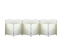 Folding Short Room Divider,23.62 X 11.81in Separating Partition Wall,4-6 Panels Rattan Room Partitions,for Classrooms Offices(White,23.62 x 11.81in-6 panels)