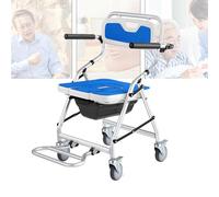 Folding Shower Chair with Arms and Back Shower Stool with Brake Wheels,Elderly Shower Chair with Wheels,Rolling Shower Chairs,Folding Bath Chair Shower Chair for Seniors