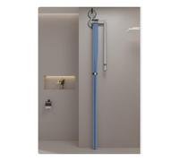 Folding Shower Curtain and Rod Set, Foldable Corner Curtain Poles with Suction Cups, Water Resistant Bathroom Partition, No Drill, for Bathroom,RV(Blue,220-230cm)