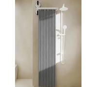 Folding Shower Curtain Rod with Adjustable Wall Mount Double Suction Cups for Bathroom & RV SpaceSaving Design (Gray 150x200cm)