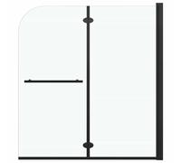 Folding Shower Enclosure 2 Panels ESG Black Door Cubicle 120 /95 cm vidaXL