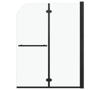 Folding Shower Enclosure 2 Panels ESG Black Door Cubicle 120 /95 cm vidaXL