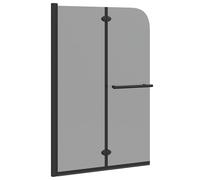 Folding Shower Enclosure 2 Panels ESG Black Door Cubicle 120 /95 cm vidaXL