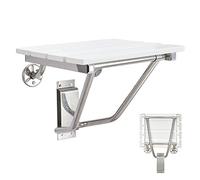 Folding Shower Seat and Bench Wall Mounted, Shower Chair Foldable, Shower Stool Collapsible for Inside Shower Bathroom Bathtub Small Space, 350lb Capacity, Plastic Wood