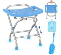 Folding Shower Seat - Stainless Steel Shower Chair for Inside Shower - 420lbs Height Adjustable Foldable Shower Stool - Portable Travel Collapsible Bath Bench for Elderly, Senior, Handicap & Disabled