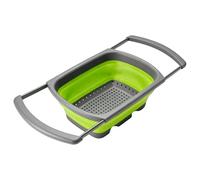 Folding Silicone Kitchen Colander - Vegetable Wash Basket | 26.4x39x4.2cm Draining Tool with Extendable Handles, Heat Resistant Silicone Strainer with Design, Fruit Pasta Prep Accessory