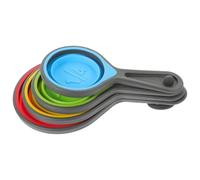 Folding Silicone Measuring Spoons Set Key Ring for Baking | Detachable Ring Buckle, Double Graduated Units, Long Handles, Reusable Design, for Powder and Liquids Random Color