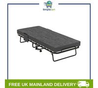 Folding Single Bed with 10cm Mattress Foldable Guest Bed with Wheels Dark Grey