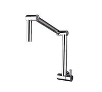 Folding Single Cold Kitchen Faucet Tap All Bronze Into The Wall Faucet Wash Basin Sink Balcony Telescopic Rotate Faucet Water-tap Vessel Faucet (Chrome)
