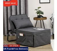 HOMCOM Folding Sleeper Chair Bed with Pillow and Side Pockets - Charcoal grey - Polyester - 1 Seater