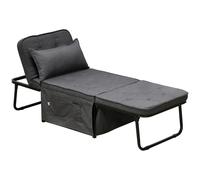 HOMCOM Folding Sleeper Chair Bed with Pillow and Side Pockets - Charcoal grey - Polyester - 1 Seater