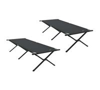 Folding Sleeping Bed Camping Bed Pack of 2 Black 210 x 80 x 46 cm Foldable Portable Lightweight Stable with Steel Frame for Outdoor Garden Festival Trekking Fishing