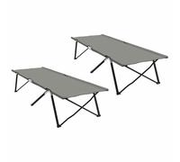 Folding Sleeping Bed Camping Bed Pack of 2 Grey 206 x 76 x 47 cm Foldable Lightweight Stable with Steel Frame for Outdoor Garden Travel Festival Fishing Trekking Bivouac and Children Adults