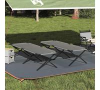 Folding Sleeping Bed Camping Bed Pack of 2 Grey 210 x 80 x 46 cm Foldable Portable Stable with Steel Frame for Outdoor Travel Garden Festival Beach Fishing Trekking
