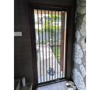 Folding Sliding Door with Lock & Key, Ventilated Mesh Screen for Doorway, Basement, Patio, Foldable Concertina Gate for Interior and Exterior Use