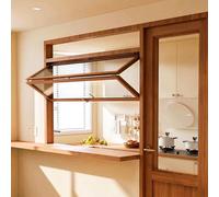 Folding Sliding Solid Wood Frame Concession Window,Double Hung Up Down Roll-up Type Serving Window, Customizable Mobile Home Windows, for Food Truck, Café, Restaurant