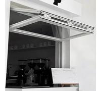 Folding Sliding Windows, Folding Concession Serving Window, Vertical Sliding Double Hung Aluminum Frame Window with Glass & Lock for Food Truck, Stand, Business Kitchen Use(White,WxH 40x40in