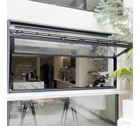 Folding Sliding Windows, Folding Concession Serving Window, Vertical Sliding Double Hung Aluminum Frame Window with Glass & Lock for Food Truck, Stand, Business Kitchen Use(WxH 40x36in/101.6