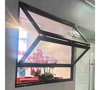 Folding Sliding Windows, Folding Concession Serving Window with Glass & Lock - 70°Opening Vertical Sliding Double Hung Aluminum Frame Window for Food Truck, Business Kitchen Use(Black,40x38i