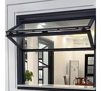 Folding Sliding Windows, Folding Concession Serving Window with Glass & Lock - Vertical Sliding Double Hung Aluminum Frame Window for Food Truck, Vending Stand, Business Kitchen Use(WxH 24x4