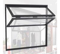 Folding Sliding Windows, Folding Concession Window, Aluminum Frame Weatherproof Sliding Windows, Farm House Windows, Heavy Household Windows, Vertical Sliding Service Window(Black,85x80cm/33