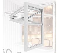 Folding Sliding Windows, Folding Concession Window, Aluminum Frame Weatherproof Sliding Windows, Farm House Windows, Heavy Household Windows, Vertical Sliding Service Window(White,110x80cm/4