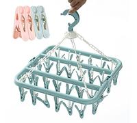 Folding Sock Dryer with 32 Clothes Pegs Drying Hanger with Clips Sock Peg Hanger for Washing Line, Laundry Drip Sock Airer Hanging & 4 Beach Towel Quilt Clips for Socks,Underwear,Bras,Baby Clothes Peg