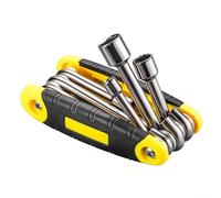 Folding Socket Wrench Set 6-in-1 Compact Metric Hex Spanner Multi Size 5-12mm Portable Pocket Hand Tool for Home Maintenance Camping Auto Repair Mechanic