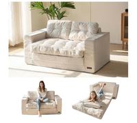 Folding Sofa Bed, 2 in 1 Pull Out Loveseat Sofa Portable Fold Out Chair Bed Floor Couch Lounge for Living Room Bedroom,Gray
